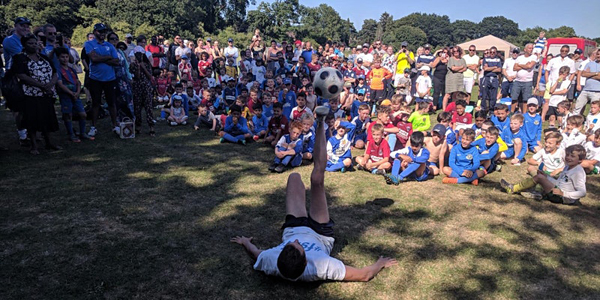 football skills demo at Ruislip Rangers tournament